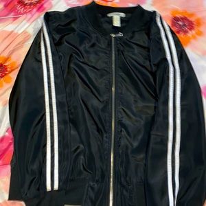 Women’s Two Striped Black Bomber